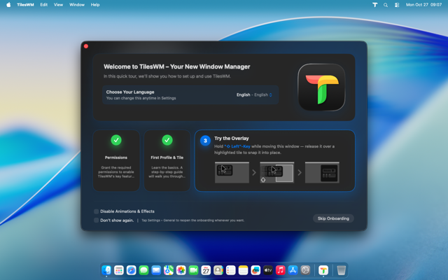 Guidance to activate TilesWM by dragging a window