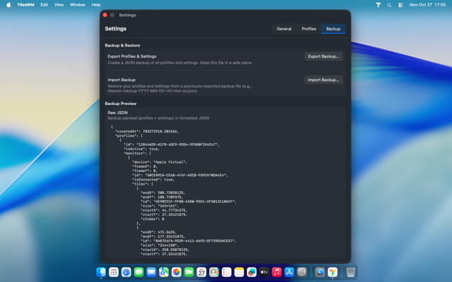Backup view overview
